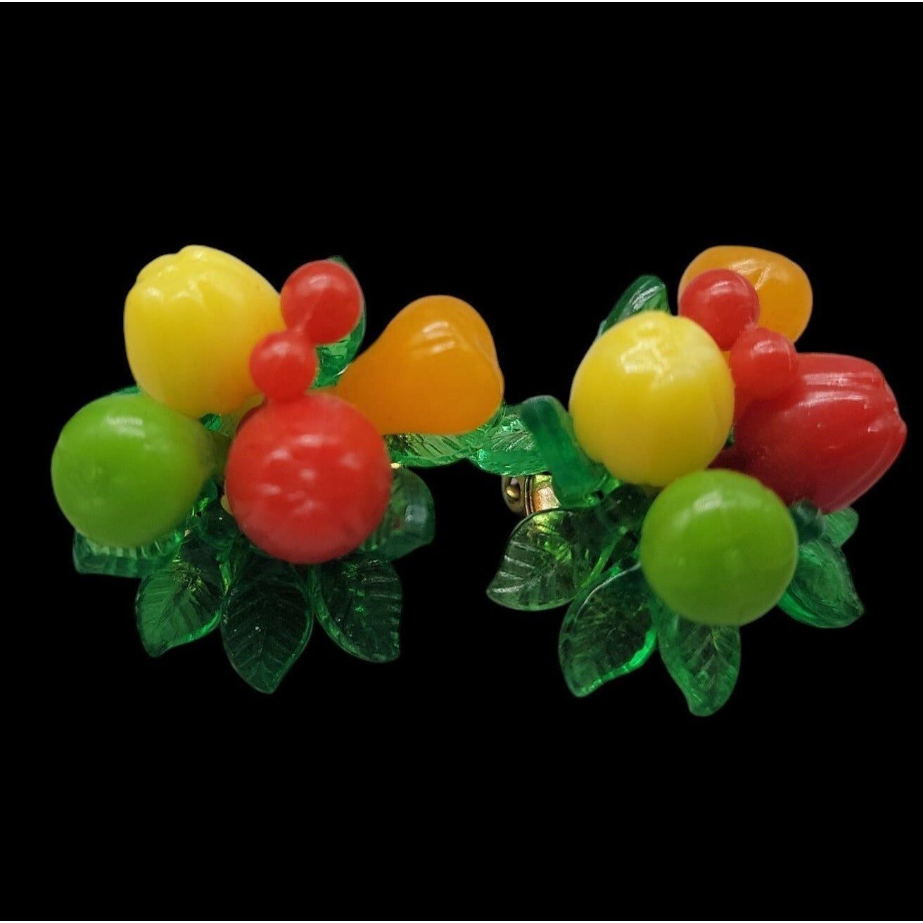 Carmen Miranda Fruit Salad Clip On Earrings Hong Kong Vintage Tutti Fruitti