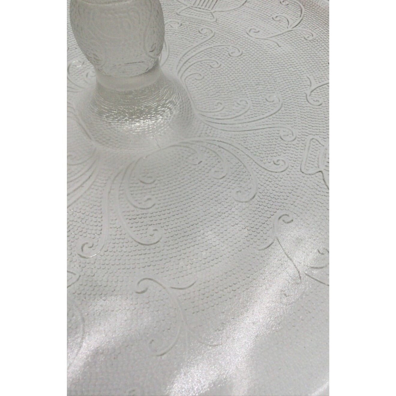 Vintage Jeanette Co Glass Harp Cake Stand 10" Lyre Round Pattern Light Pink Tone