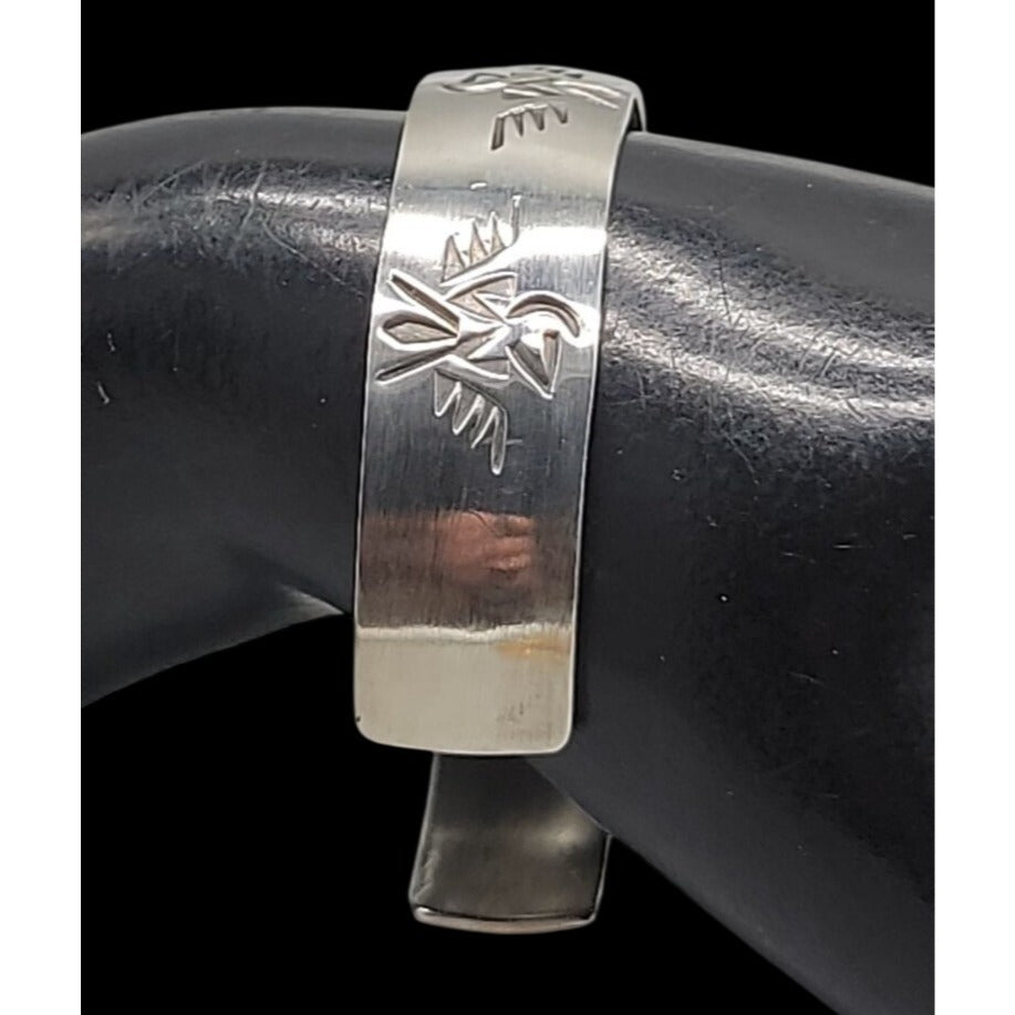 T Skies Sterling Silver Thunderbird Open Cuff Bracelet Native American SZ 6.5"