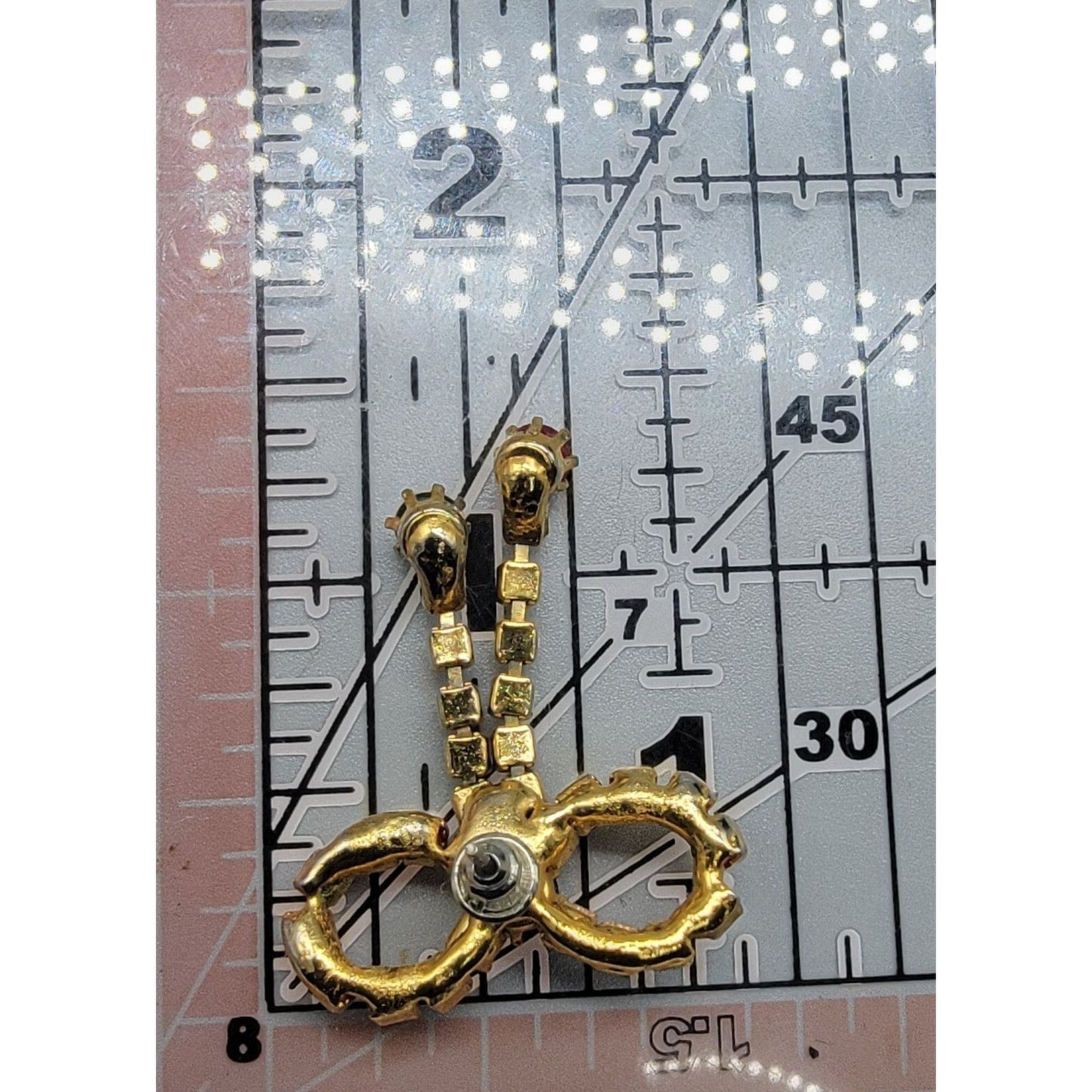 Vintage Rhinestone Christmas Bow Post Earrings for Pierced Ears Dangling