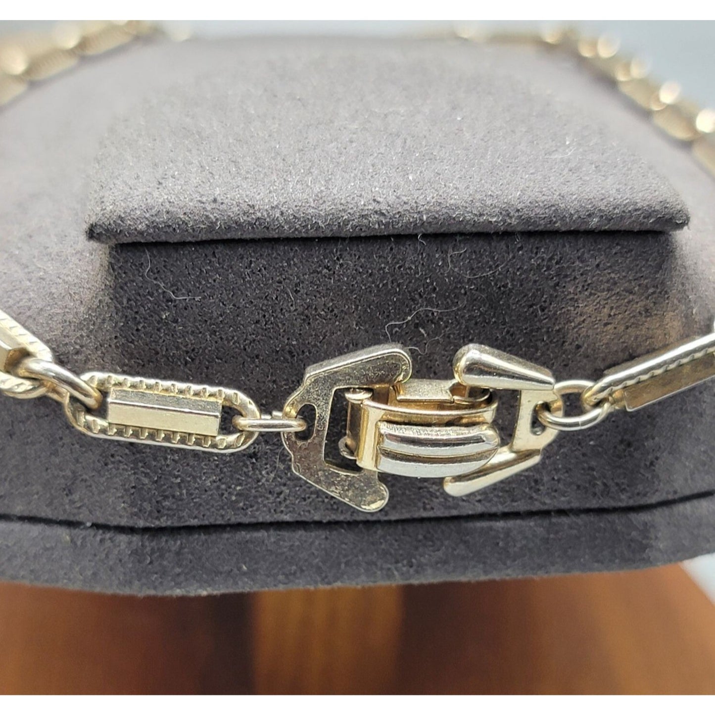 Bradley Bar Link Vintage Choker Necklace 14" Silver Tone Chain Signed 1930s