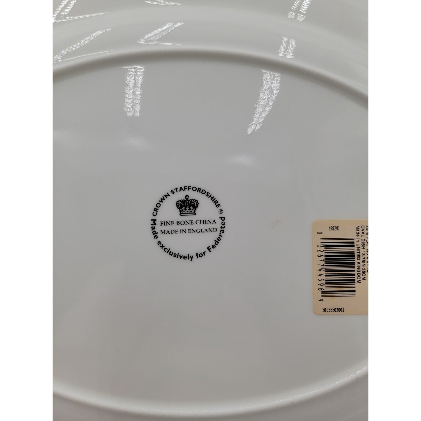 Crown Staffordshire Bone China Platinum Band 13.75" Oval Platter Federated Store