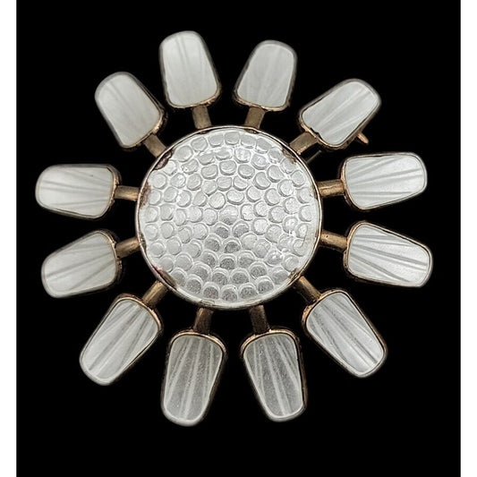 Aksel Holmsen Norway Sunflower Sterling Silver Flower Brooch White Gullioch