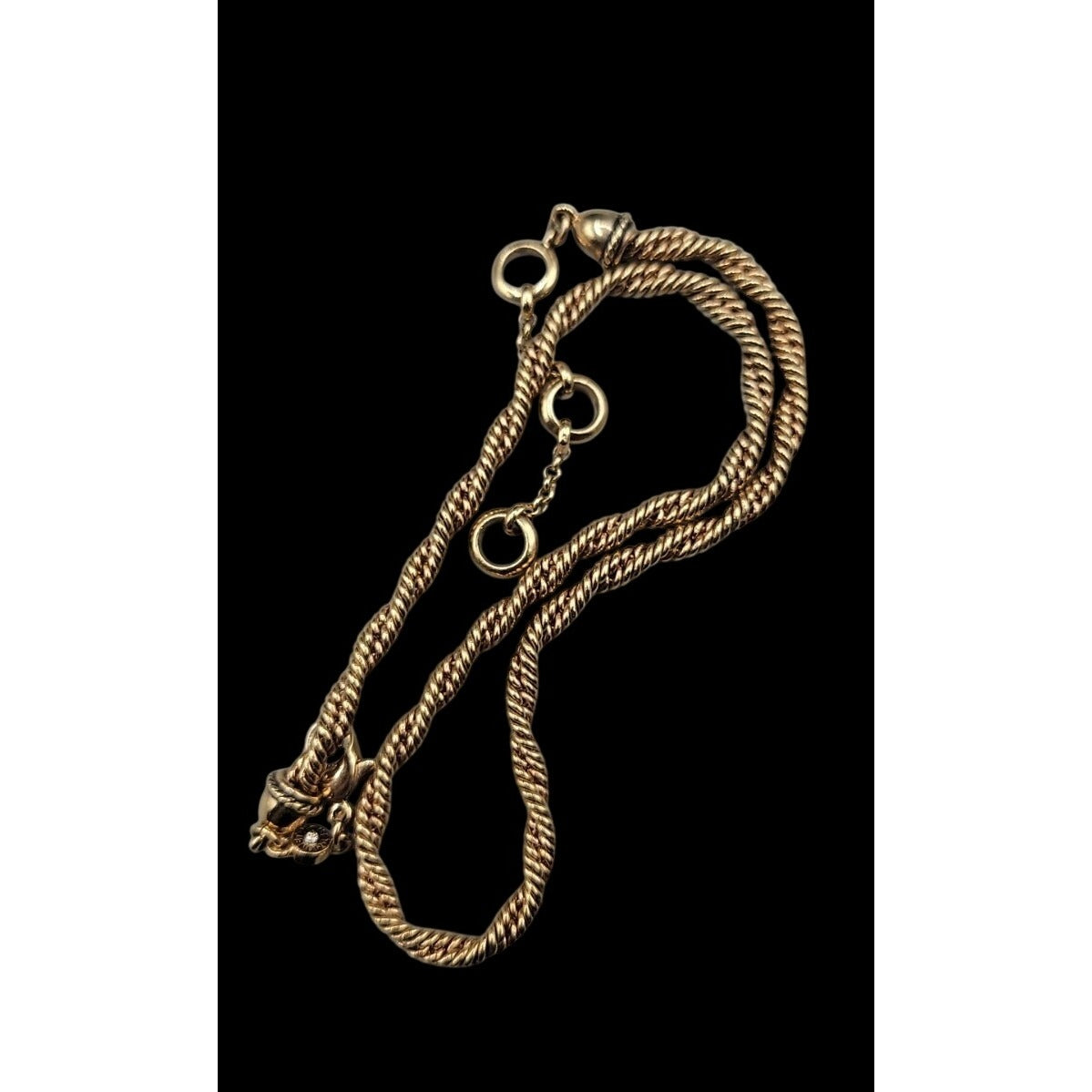 Monet Twisted Gold Chain Necklace Signed On Clasp 17" Adjustable Vintage