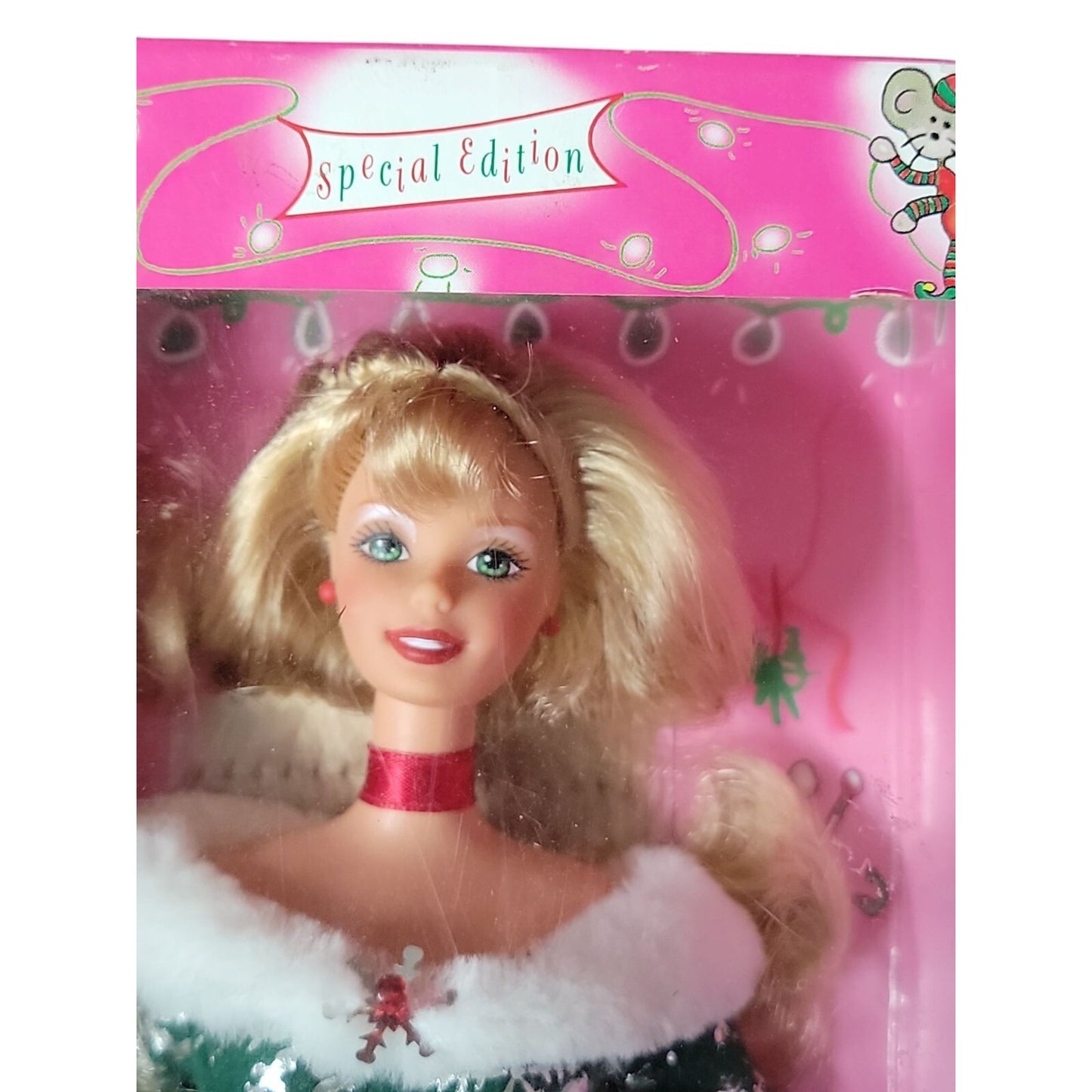Barbie Festive Season 1997 Chrisrmas Special Edition Green Snowflake Dress
