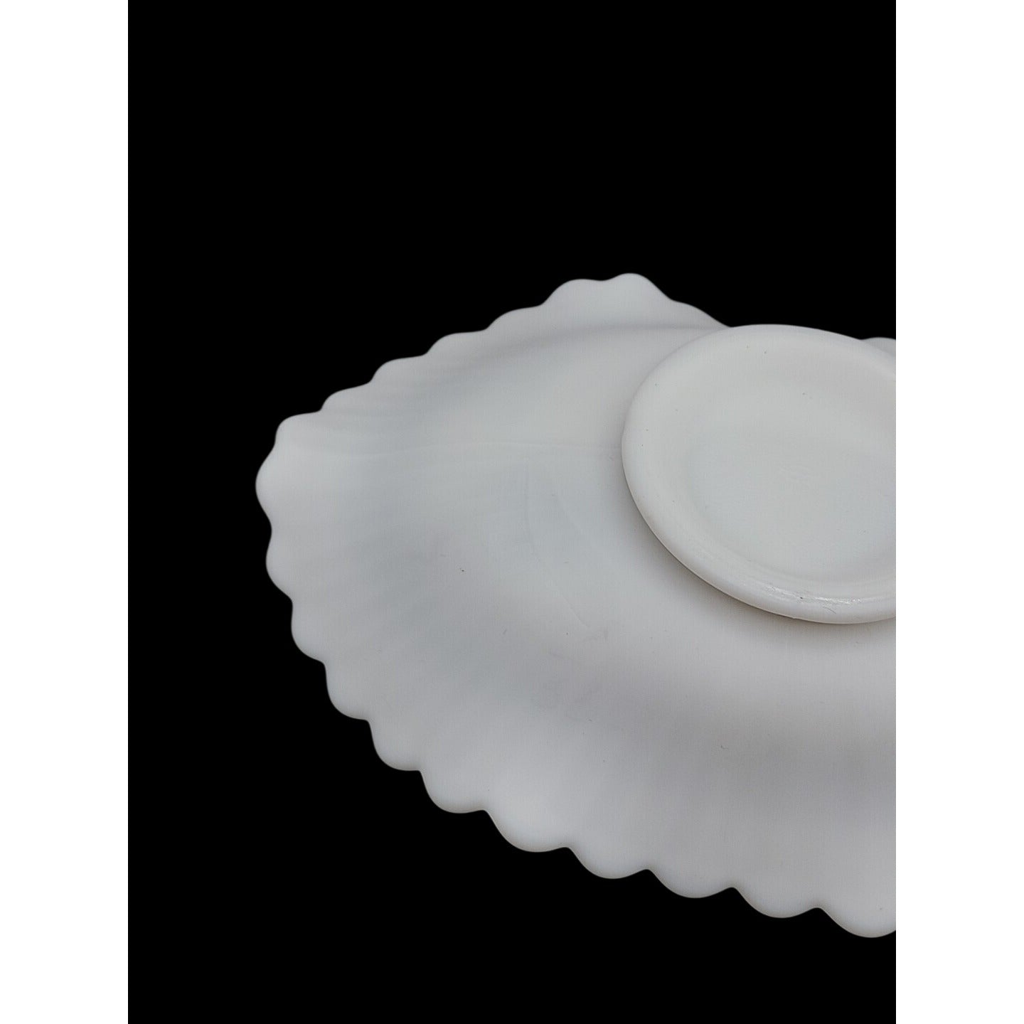 Imperial Windmill Milk Glass Candy Dish Ruffled Edge Dutch Scene Satin Finish