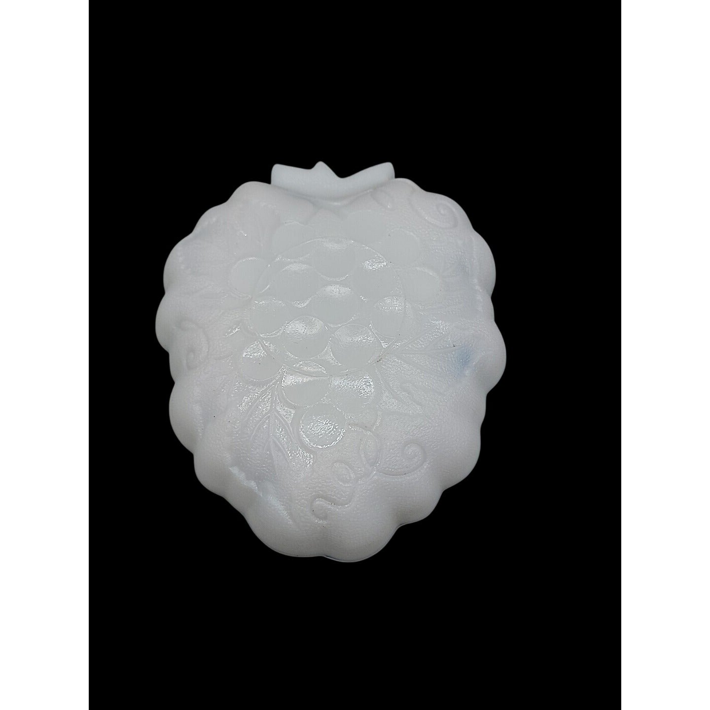 Vintage Hazel Atlas Harvest Grape White Milk Glass Dish Candy Nut Trinkets 1950s