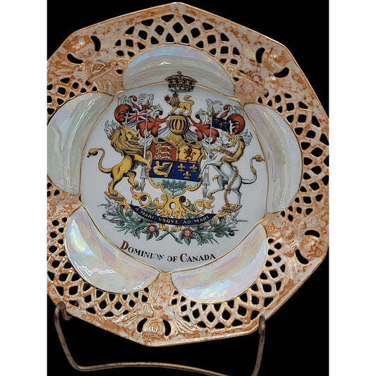 Antique Victoria Austria Reticulated 9" Canada Plate Ready For Wall Hanging
