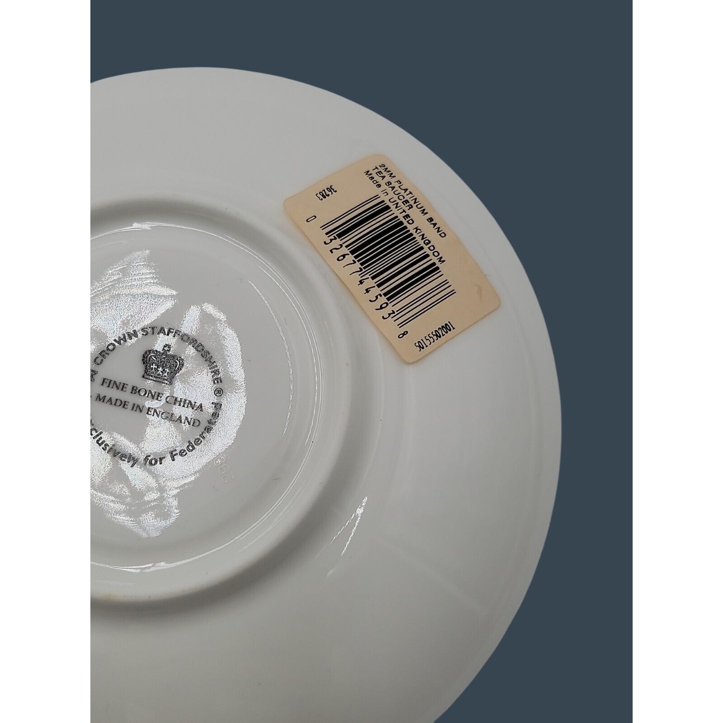 Crown Staffordshire Bone China Platinum Band Saucer Plate Federated Store 6"