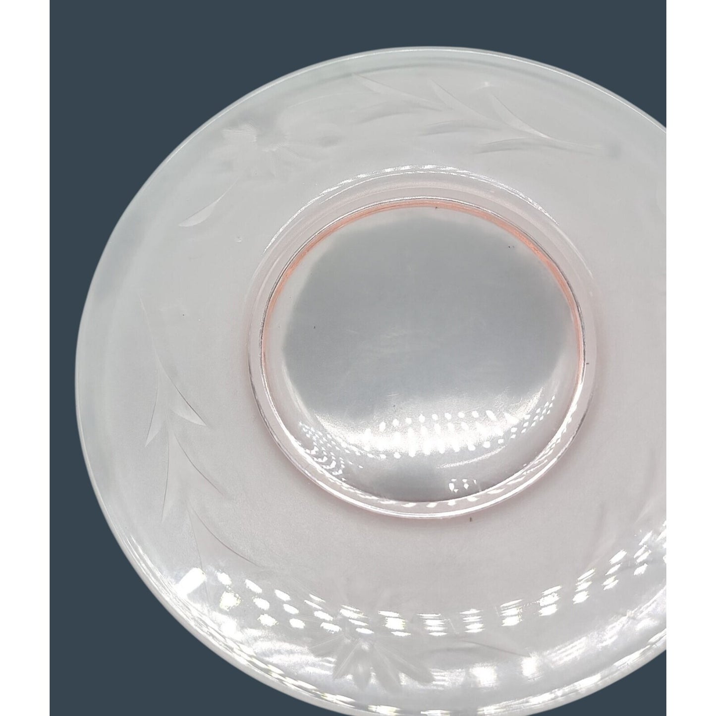 Vintage Pink Depression Glass 8.25" Salad Luncheon Plate Etched Floral Border