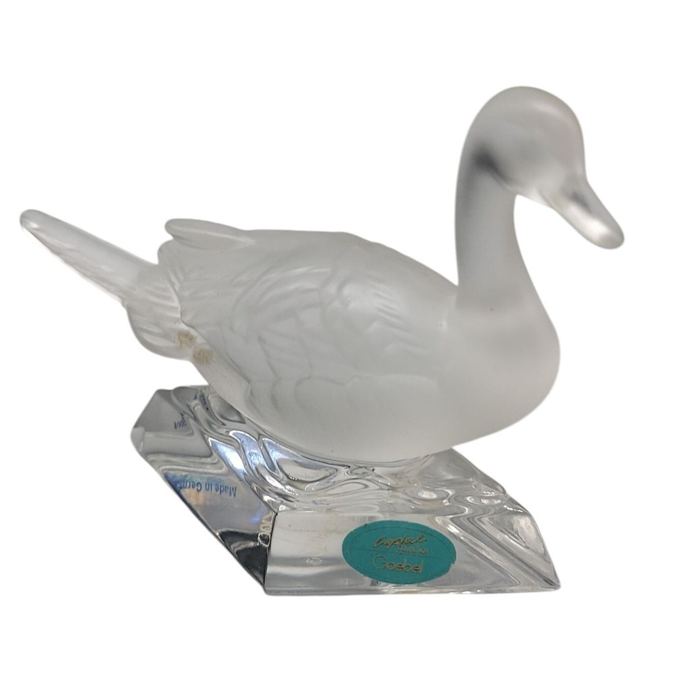 Goebel Crystal Collection Frosted Duck Figurine 1980s Made in Germany Vintage
