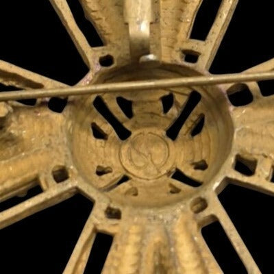 Vintage St. John Style Gold Tone Maltese Cross Brooch Pendant Statement Pin