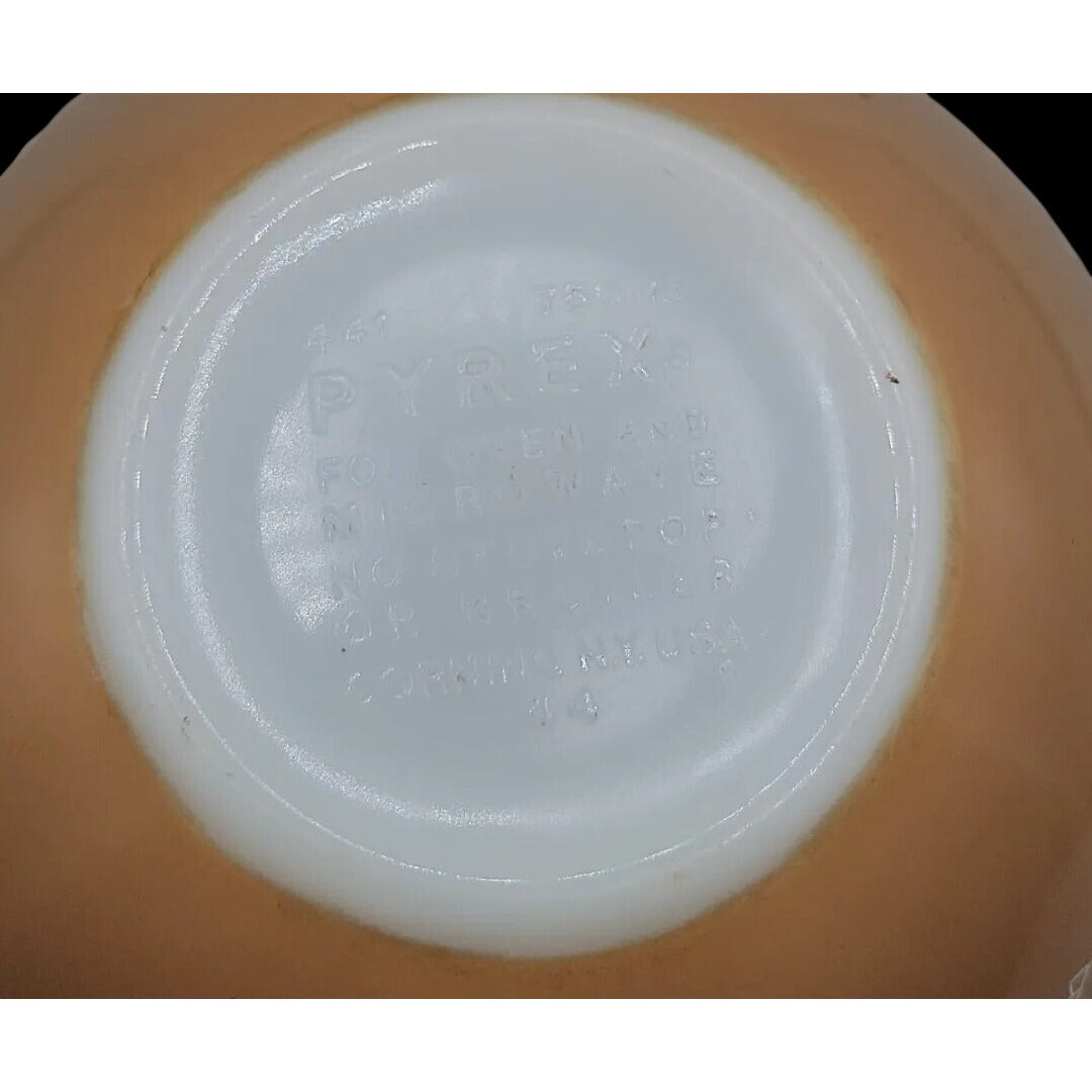 Vintage Pyrex 441 Woodland Cinderella Nesting Bowl 750 ML 1 1/2 Pint Tan White