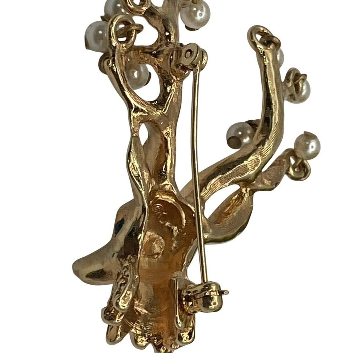KJL Christmas Brooch Reindeer Dangling Pears Crystal Eyes Kenneth Jay Lane VTG