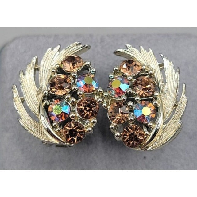 Vintage Lisner Parure Aurora Borealis Strawberry Jewelry Set Gold Tone ESTATE