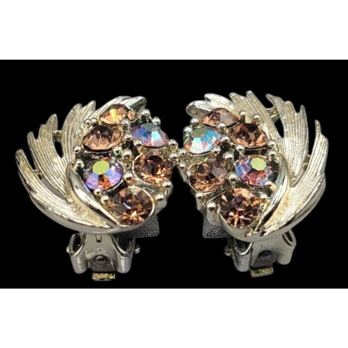 Vintage Lisner Parure Aurora Borealis Strawberry Jewelry Set Gold Tone ESTATE