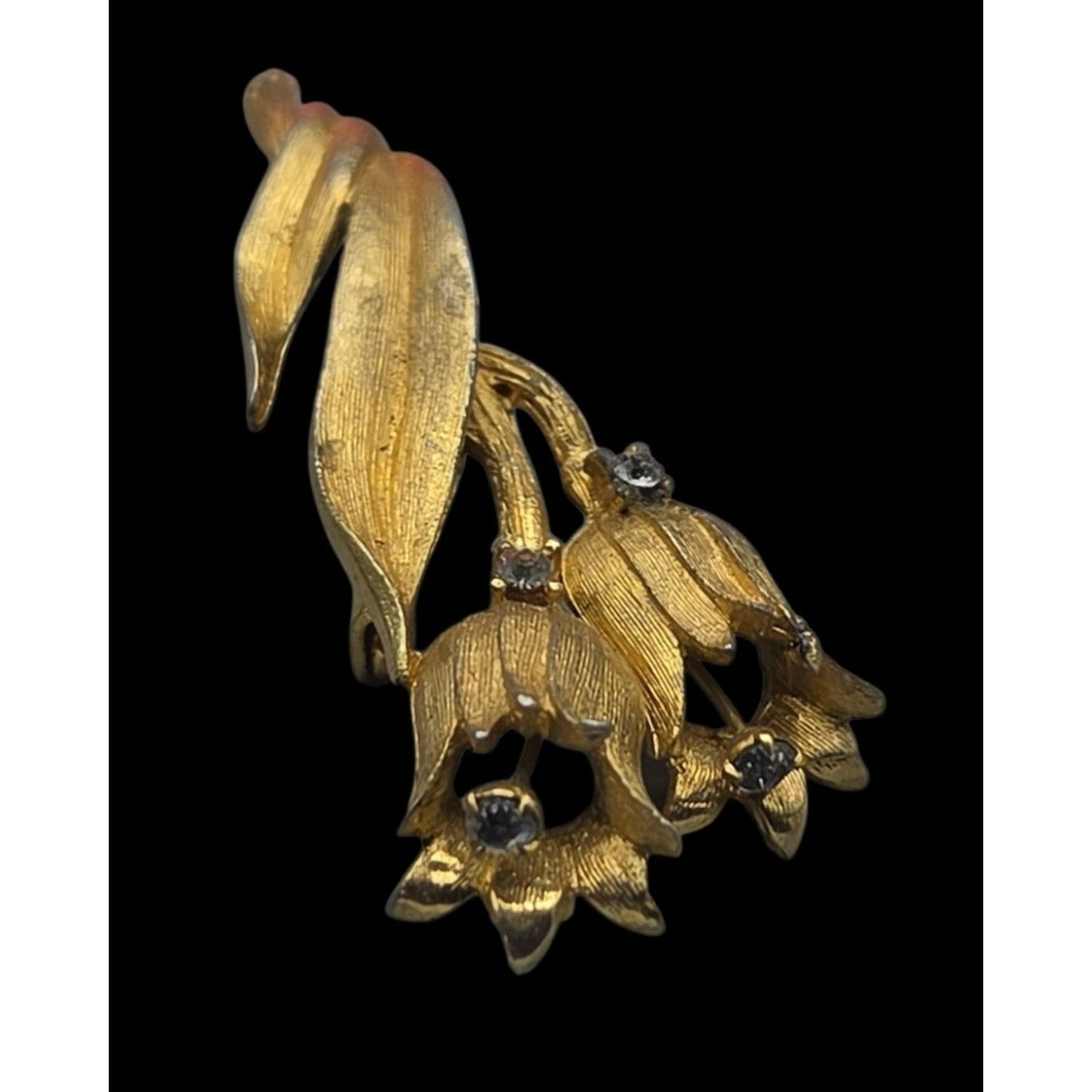Vintage 1966 OB CO Ostby Barton Gold Tone Florentine Finish Tulip Flower Brooch