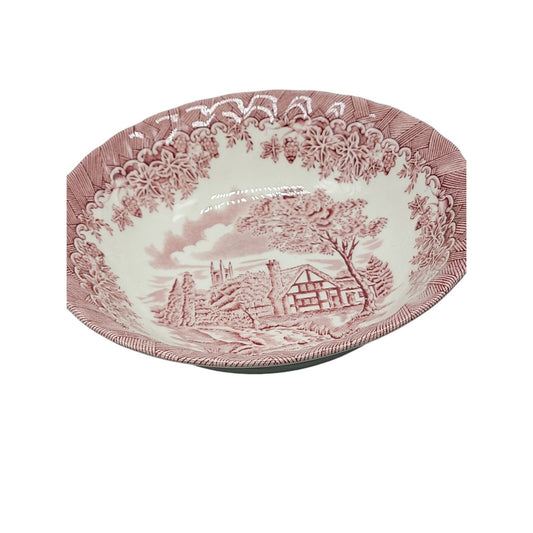 Churchill China 6.5" Bowl The Brook Cottage Made in England Pink & White