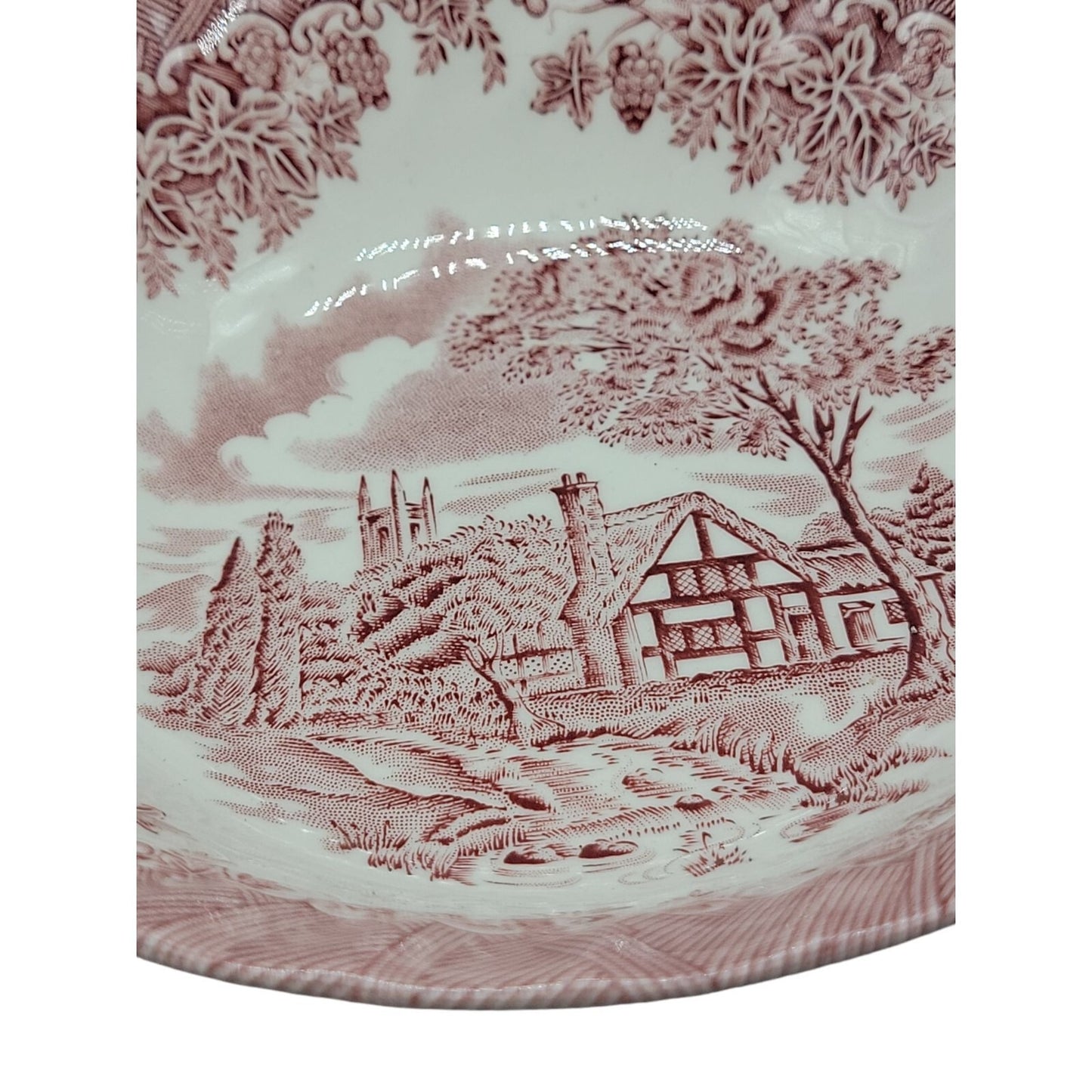 Churchill China 6.5" Bowl The Brook Cottage Made in England Pink & White
