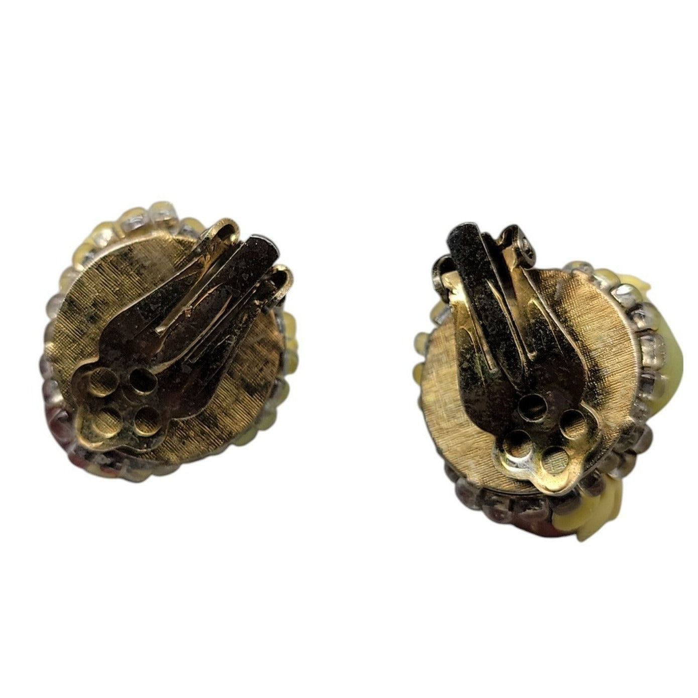 Fruit Salad Clip On Earrings Vintage Lucite Cluster Beads Gold Tone Setting