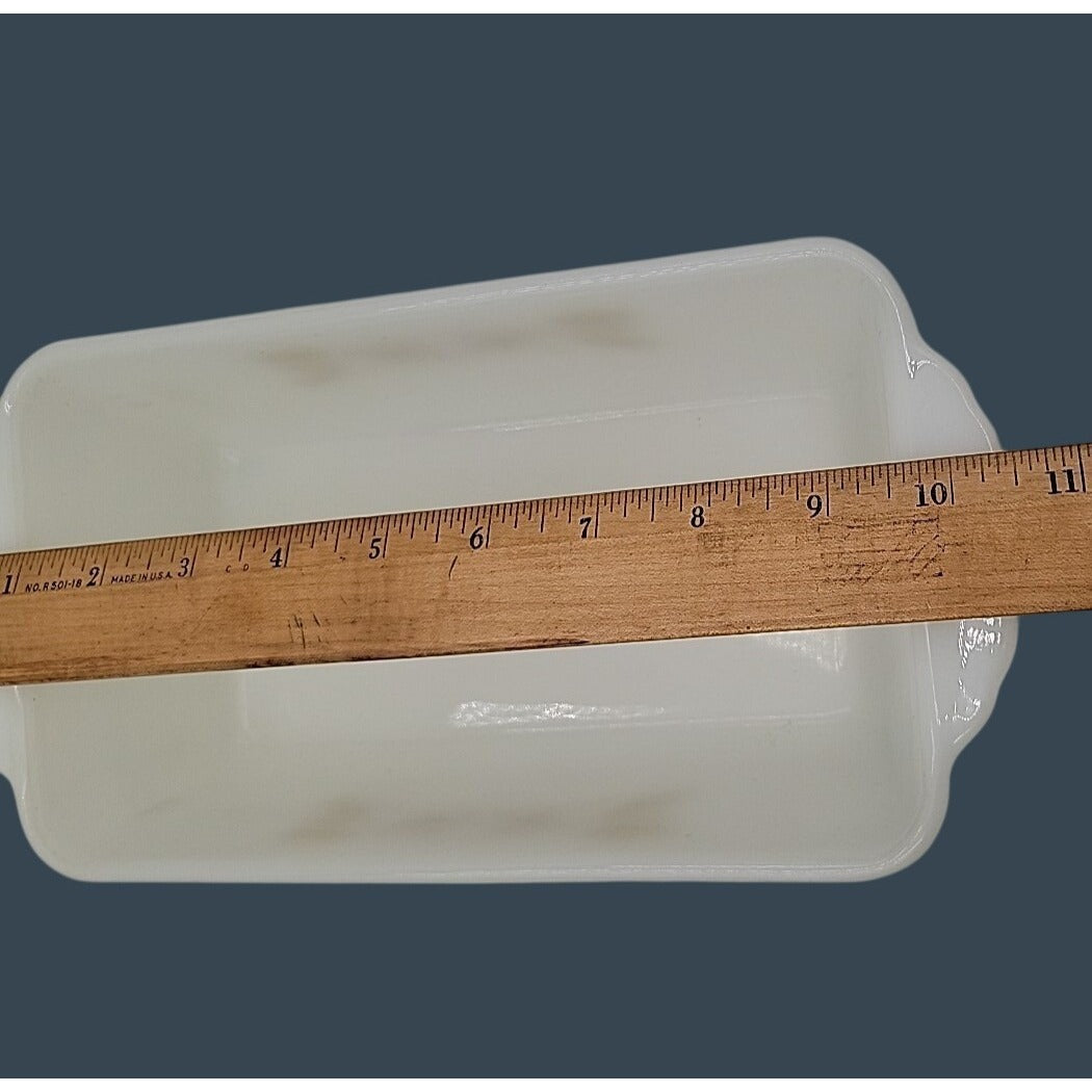 Vintage Fire King Anchor Hocking Milk Glass Golden Wheat Harvest Loaf Pan 1 qt