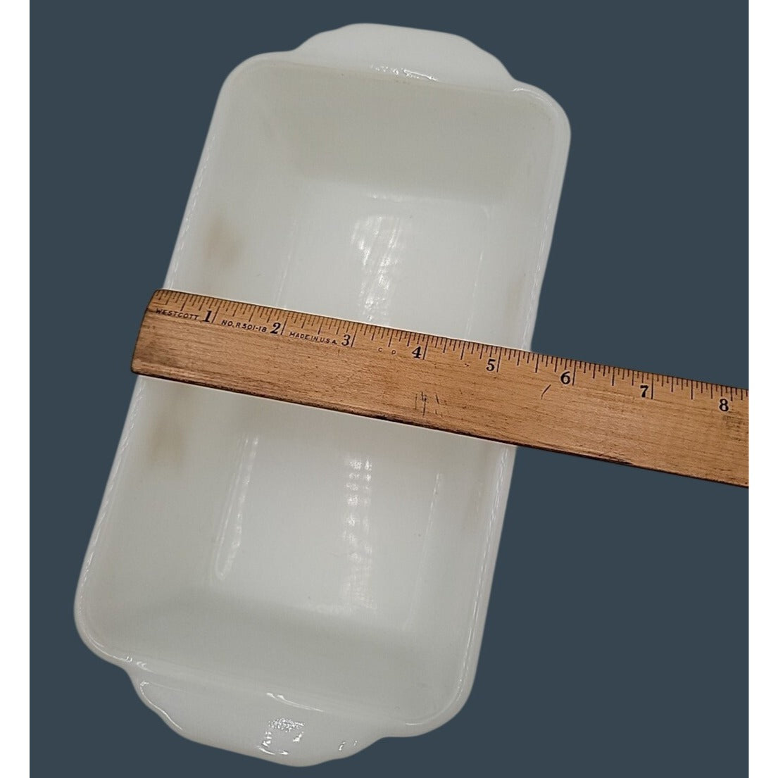Vintage Fire King Anchor Hocking Milk Glass Golden Wheat Harvest Loaf Pan 1 qt