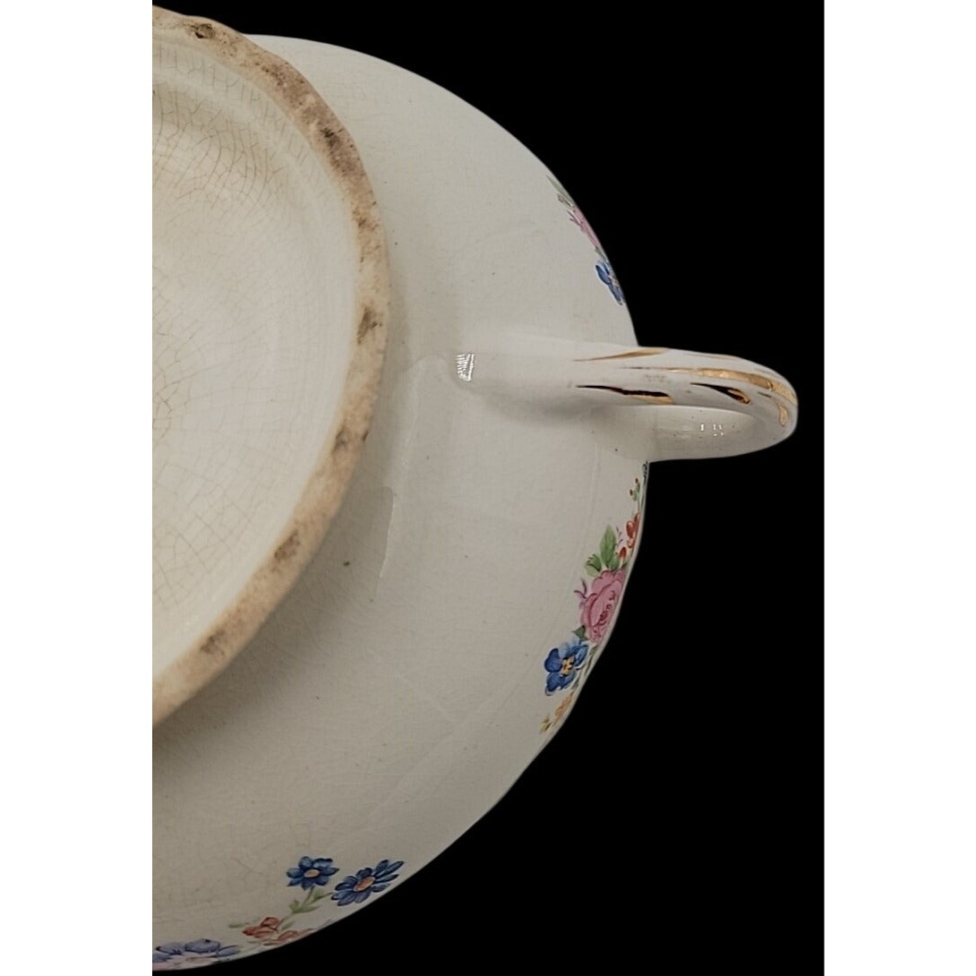 Vintage Pope-Gosser China Flora Bell Covered Vegetable Bowl Lid 1930s Sterling