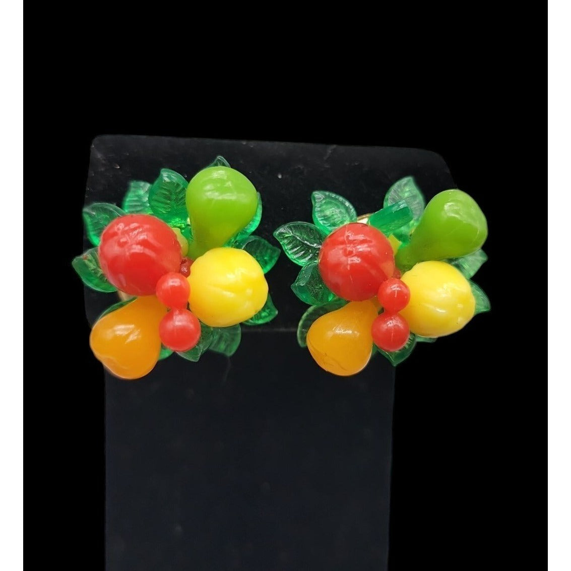 Carmen Miranda Fruit Salad Clip On Earrings Hong Kong Vintage Tutti Fruitti
