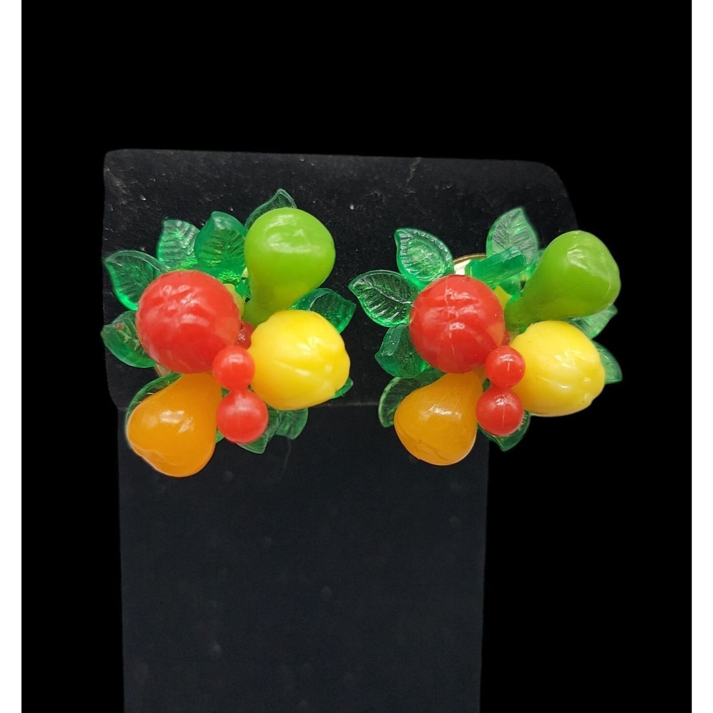 Carmen Miranda Fruit Salad Clip On Earrings Hong Kong Vintage Tutti Fruitti