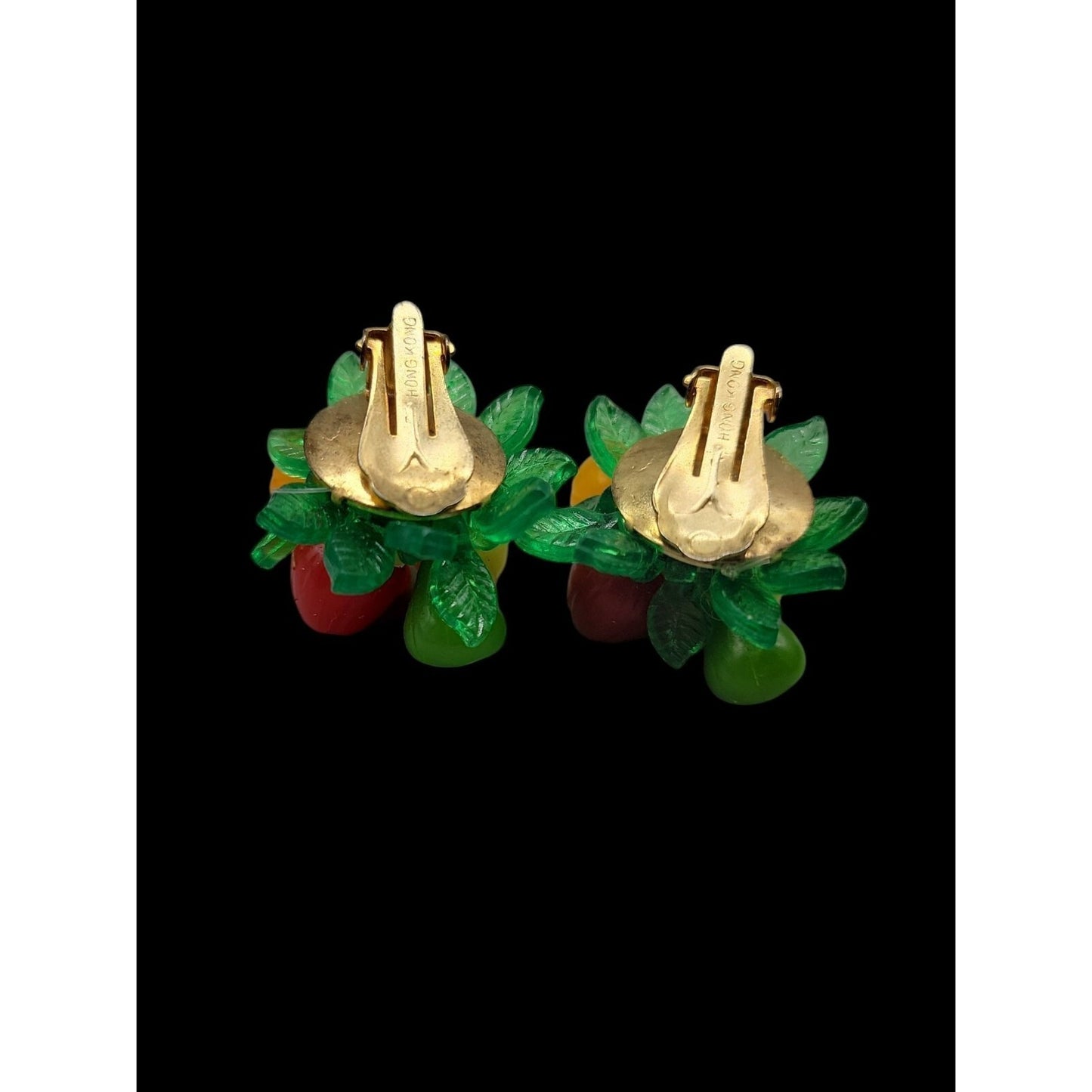 Carmen Miranda Fruit Salad Clip On Earrings Hong Kong Vintage Tutti Fruitti