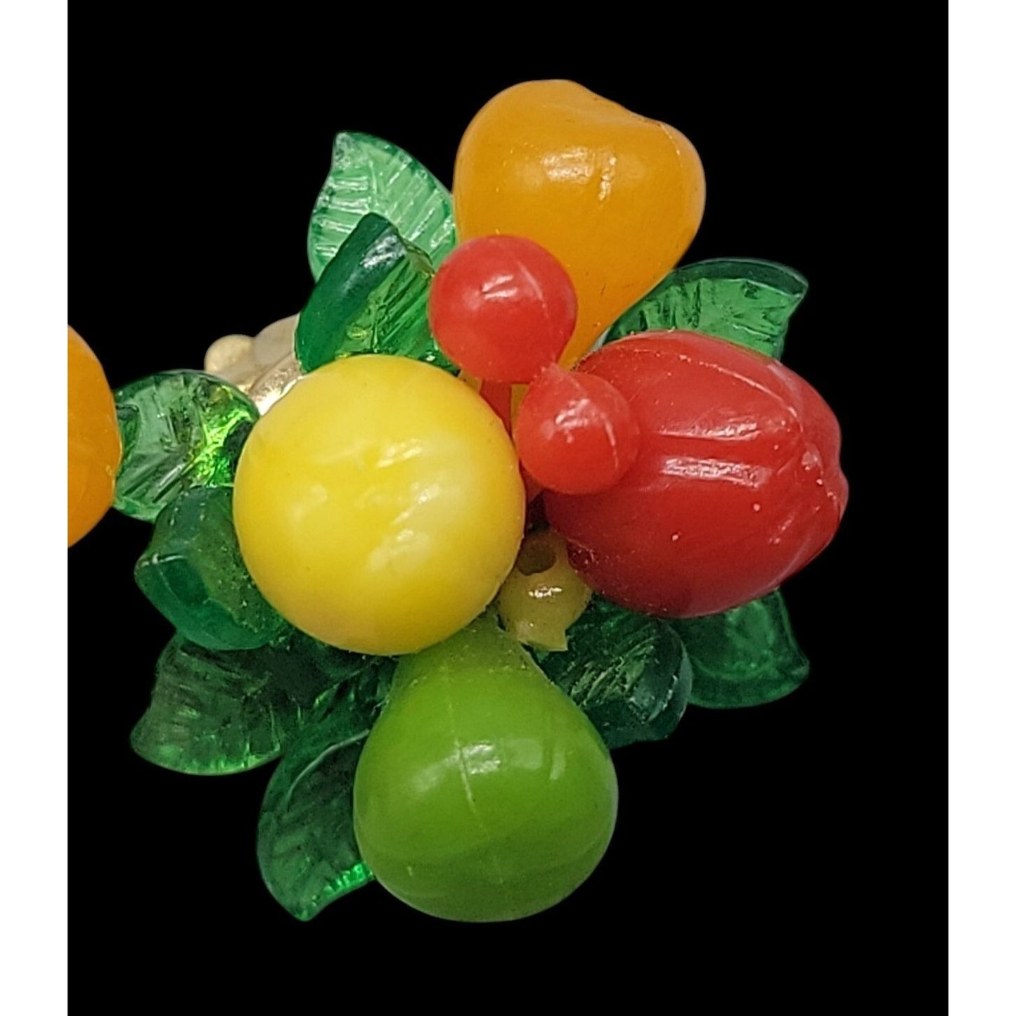 Carmen Miranda Fruit Salad Clip On Earrings Hong Kong Vintage Tutti Fruitti