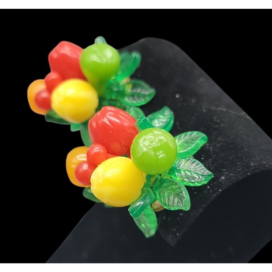 Carmen Miranda Fruit Salad Clip On Earrings Hong Kong Vintage Tutti Fruitti
