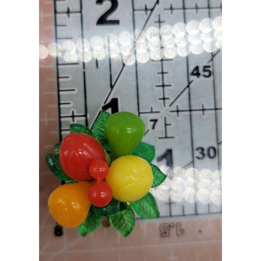 Carmen Miranda Fruit Salad Clip On Earrings Hong Kong Vintage Tutti Fruitti