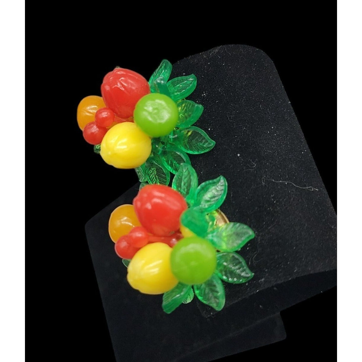 Carmen Miranda Fruit Salad Clip On Earrings Hong Kong Vintage Tutti Fruitti