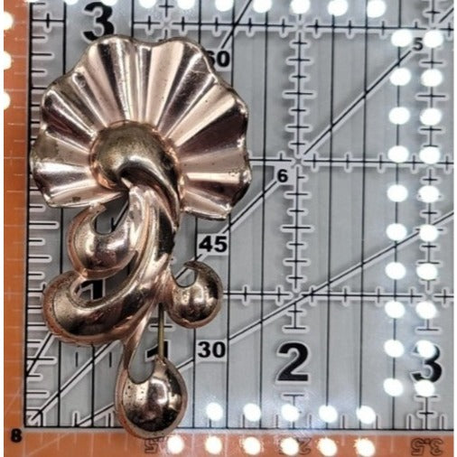 Rare 1940s Vintage MONET STERLING Silver Rose Gold Vermeil Retro Fan Brooch Pin
