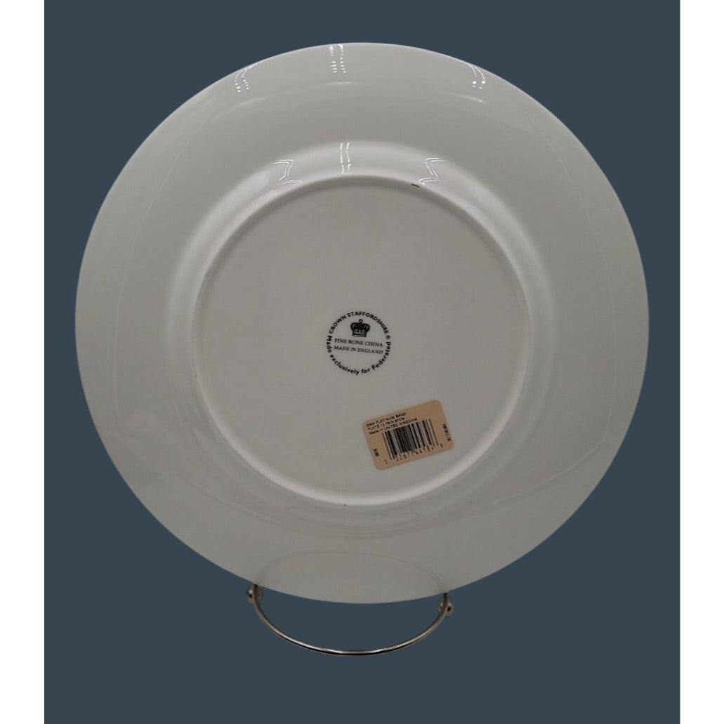 Crown Staffordshire Bone China Platinum Band 10.75" Dinner Plate Federated Store
