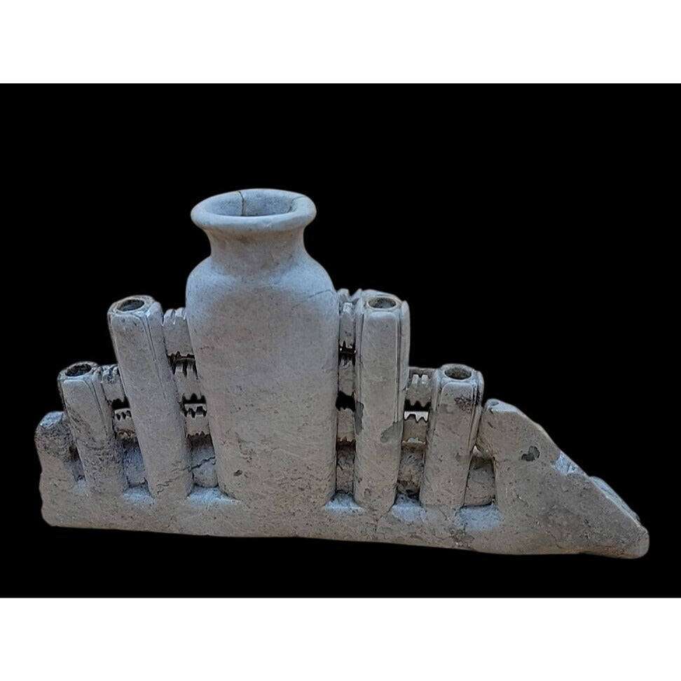 Antique Chinese Hand-Carved Soapstone Scholars Desk Tableau Brush Holder Inkwell