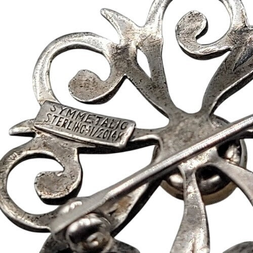 Vintage Symmetalic Sterling 1/20 14k Gold Swirl Brooch Pin 1930s WE Richards