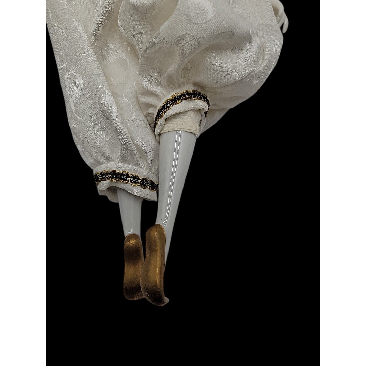 VTG Italian Harlequin Pierrot Porcelain Doll Collectors Gold White Clothes 14"