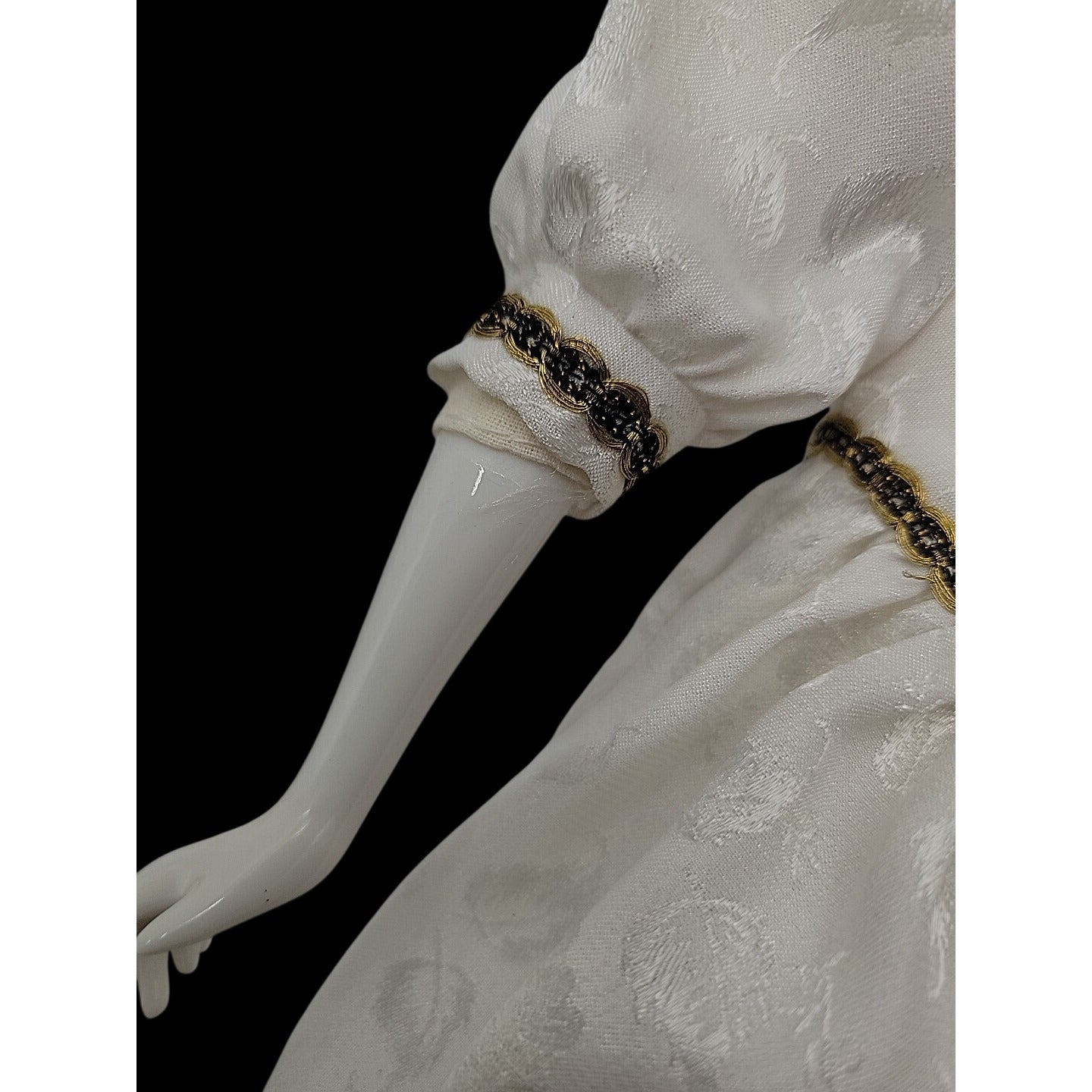 VTG Italian Harlequin Pierrot Porcelain Doll Collectors Gold White Clothes 14"