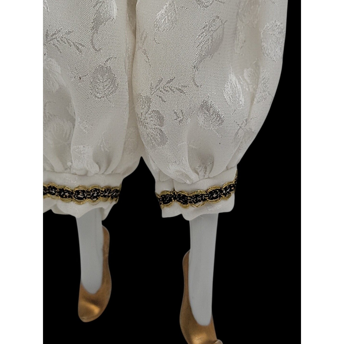 VTG Italian Harlequin Pierrot Porcelain Doll Collectors Gold White Clothes 14"