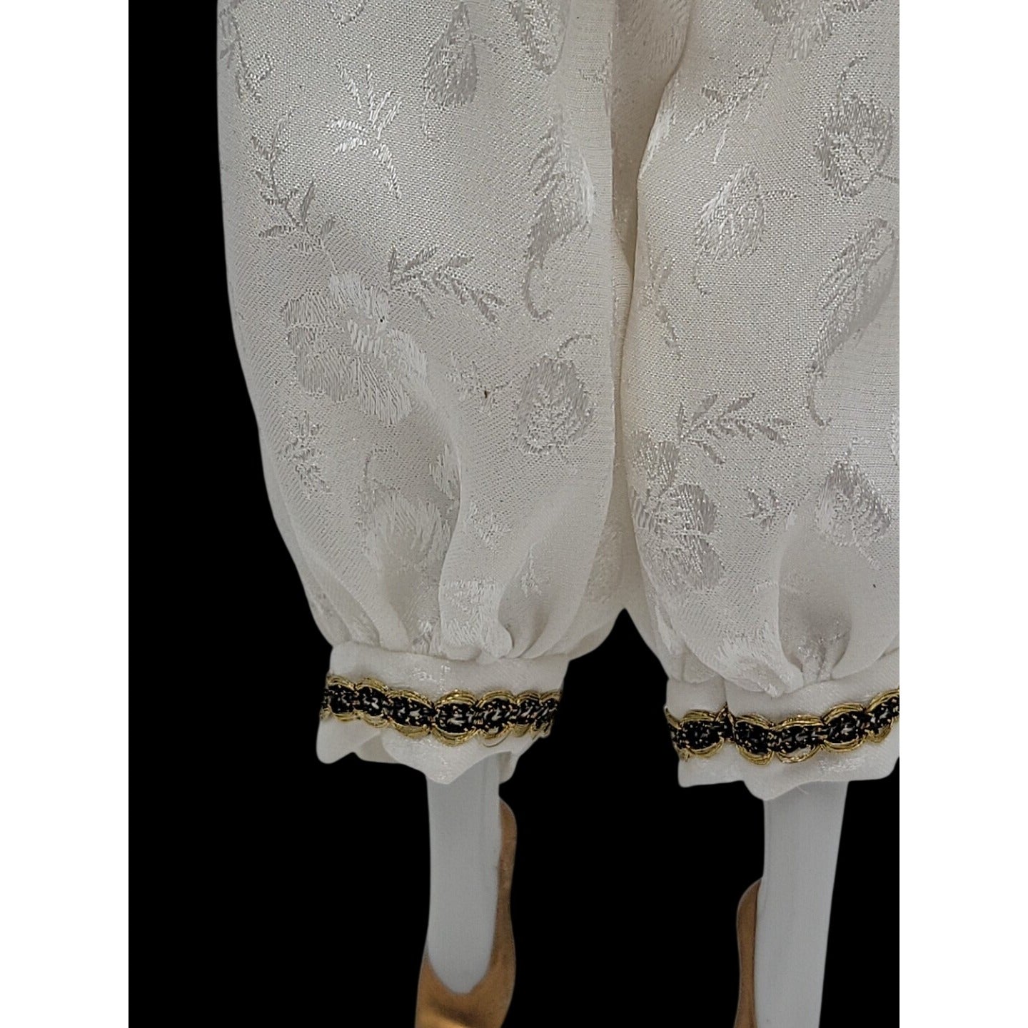 VTG Italian Harlequin Pierrot Porcelain Doll Collectors Gold White Clothes 14"