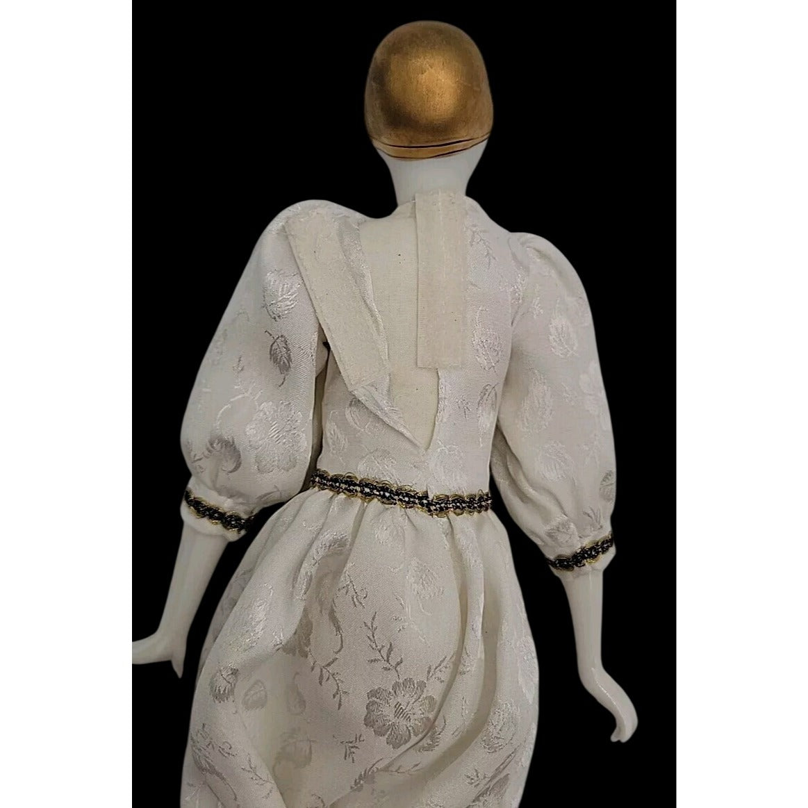 VTG Italian Harlequin Pierrot Porcelain Doll Collectors Gold White Clothes 14"