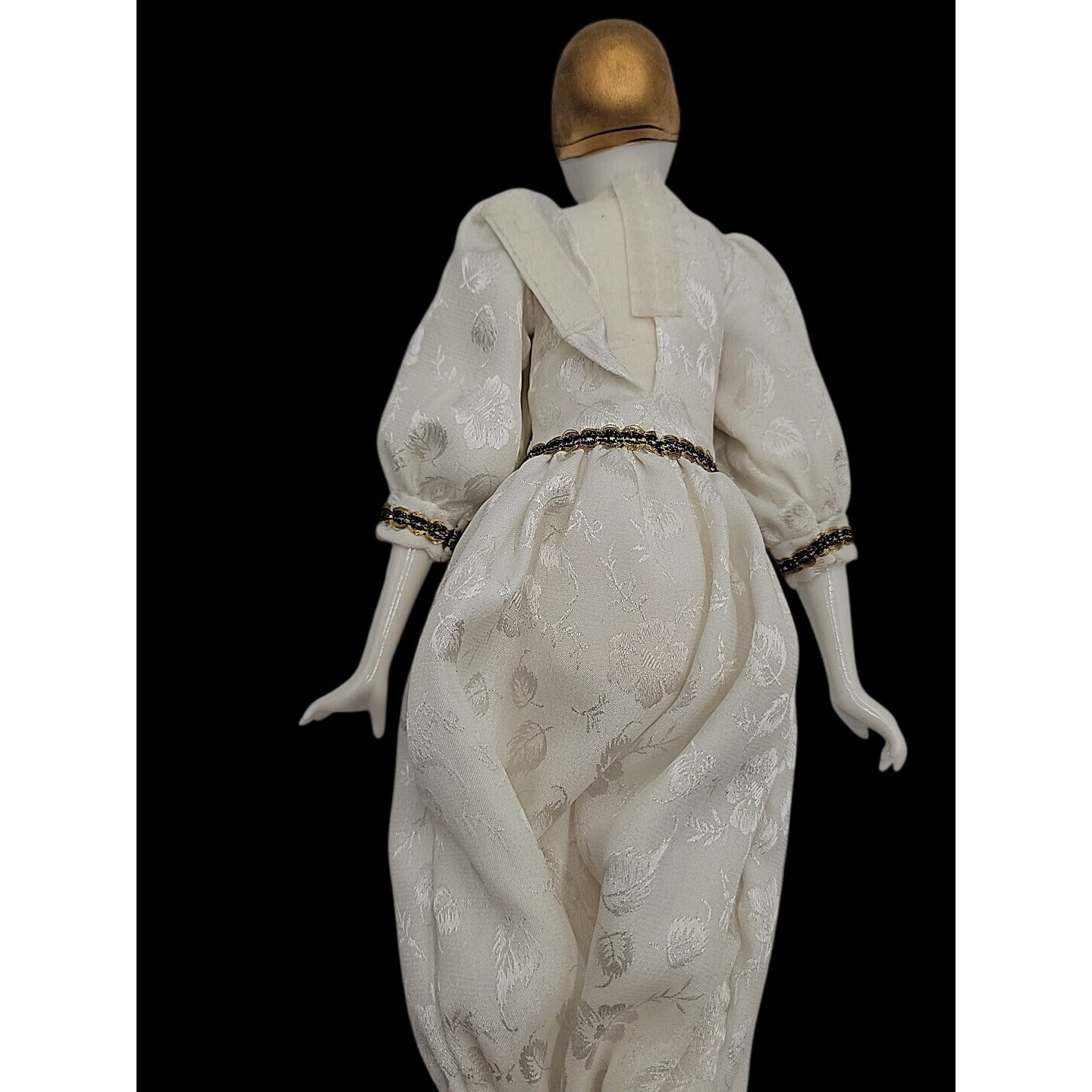 VTG Italian Harlequin Pierrot Porcelain Doll Collectors Gold White Clothes 14"
