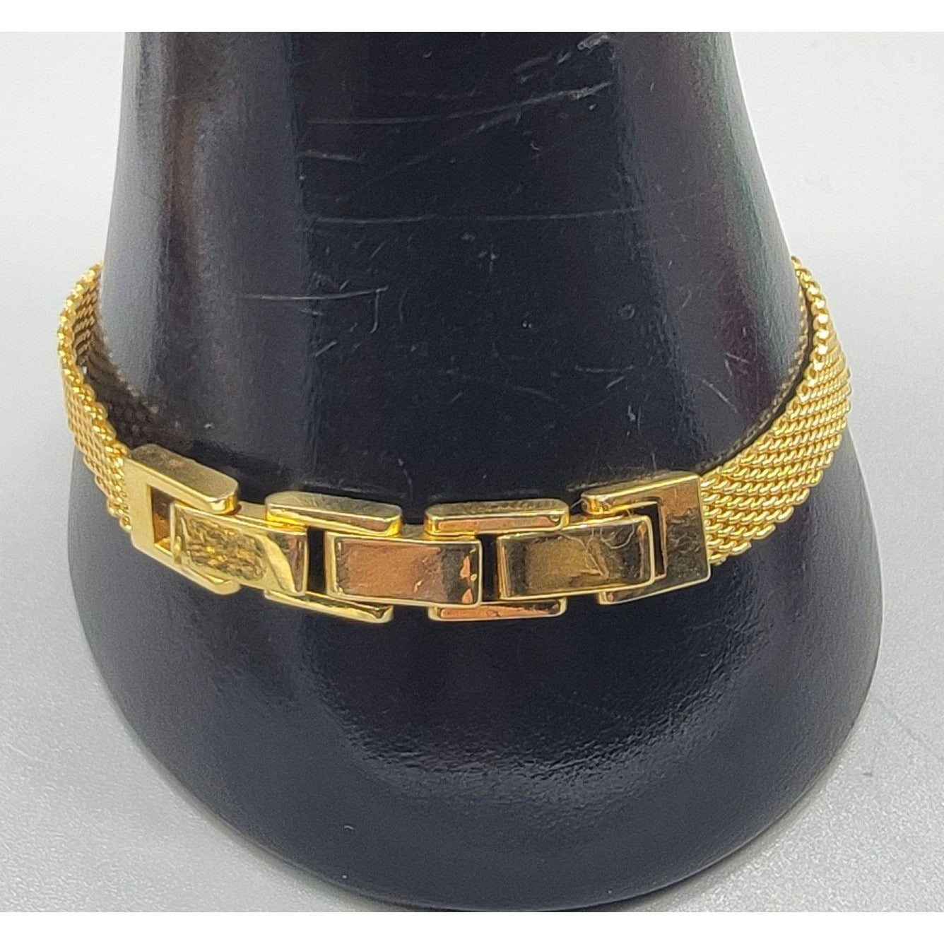 Danbury Mint Marjorie Name Bracelet 14k Gold Plated Two Diamond 7.5-8.5"