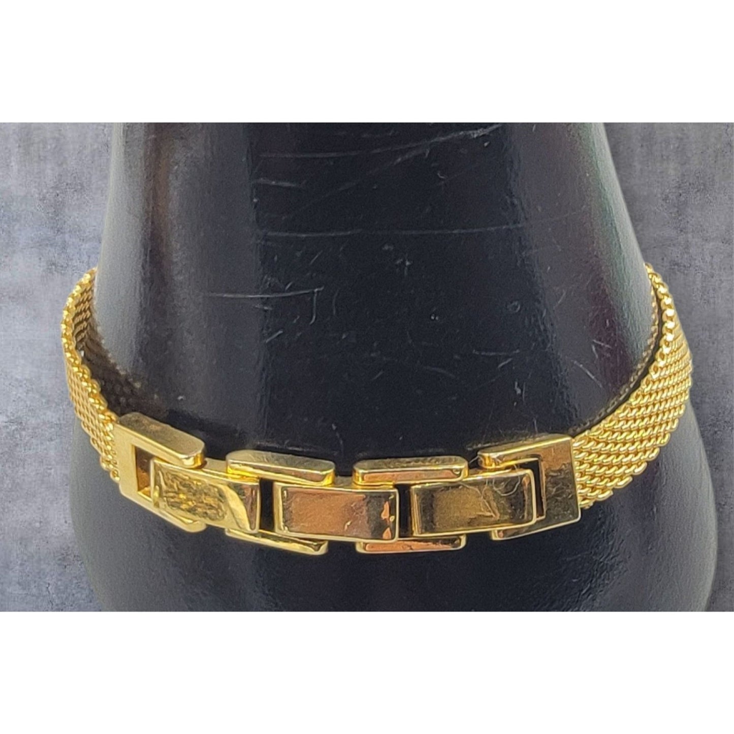 Danbury Mint Marjorie Name Bracelet 14k Gold Plated Two Diamond 7.5-8.5"
