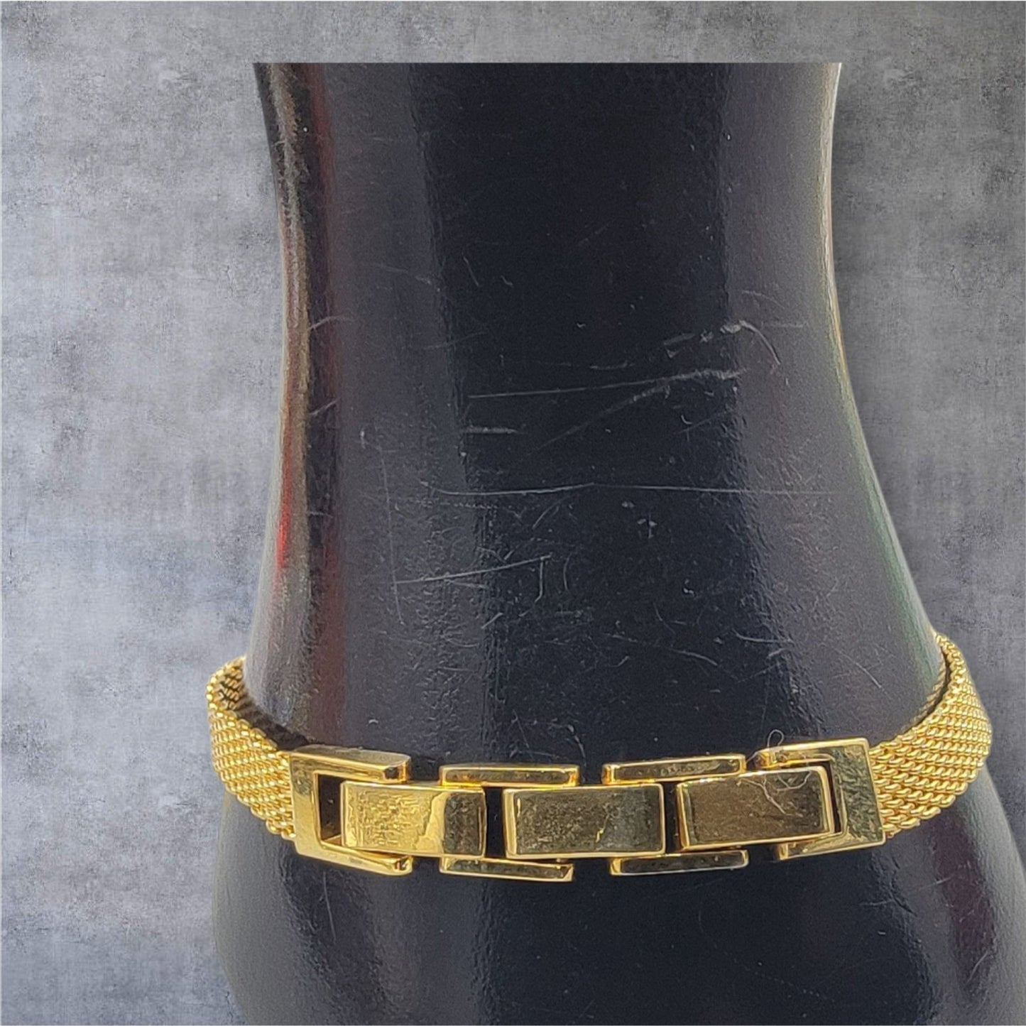 Danbury Mint Marjorie Name Bracelet 14k Gold Plated Two Diamond 7.5-8.5"