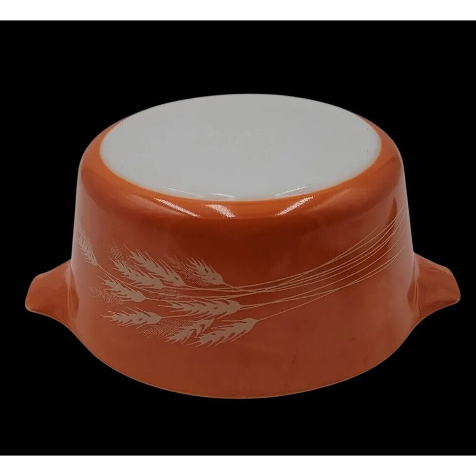 Pyrex Autumn Harvest Wheat Casserole Dish 474B Light Orange 1.5Q No Lid Vintage