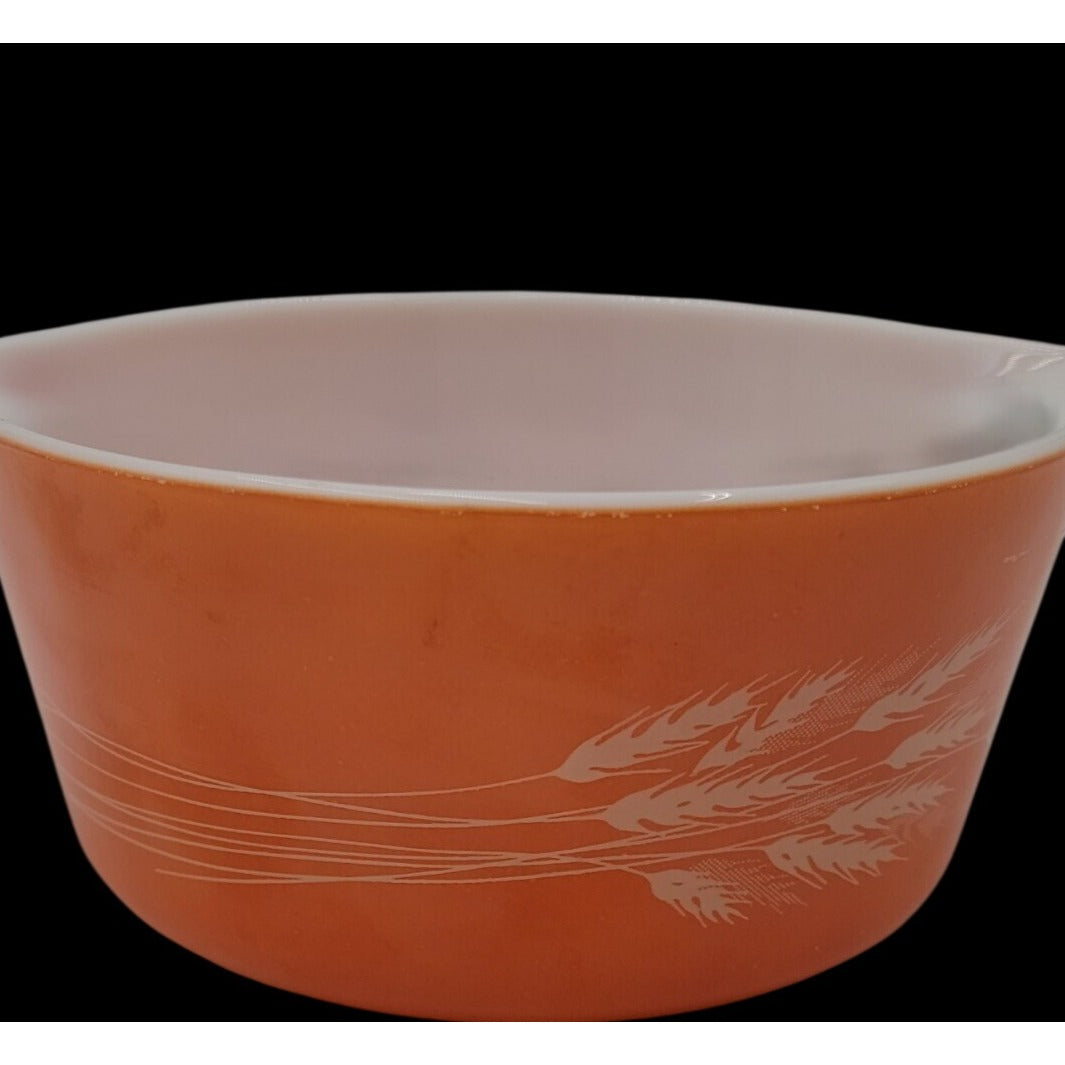 Pyrex Autumn Harvest Wheat Casserole Dish 474B Light Orange 1.5Q No Lid Vintage