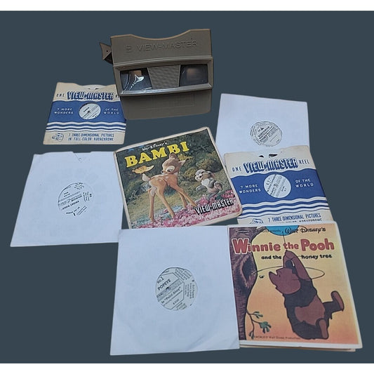 Vintage GAF View-Master Toy Model G Viewer Lot with 7 Reel Packs Tested Works